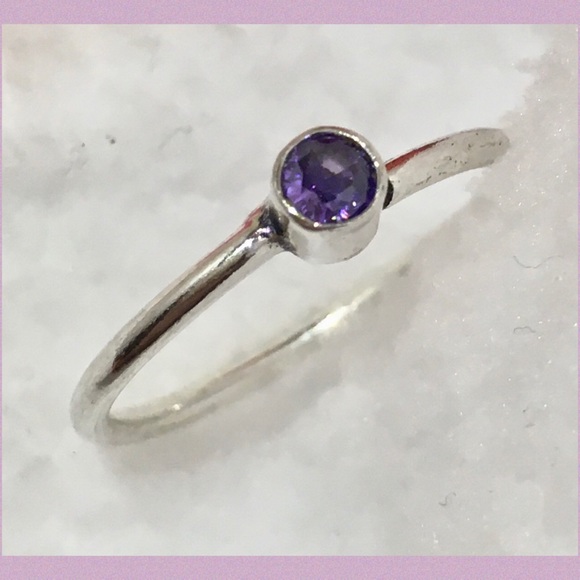 Tiny Bezel Set Amethyst Handmade Minimalist Ring - Picture 6 of 7